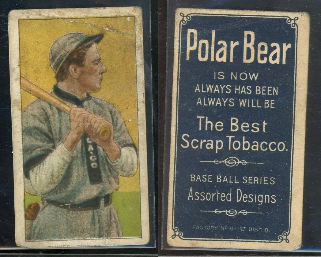 1909-1911 T206 Joe Tinker bat on shoulder Chicago Cubs HOF ***Polar Bear***