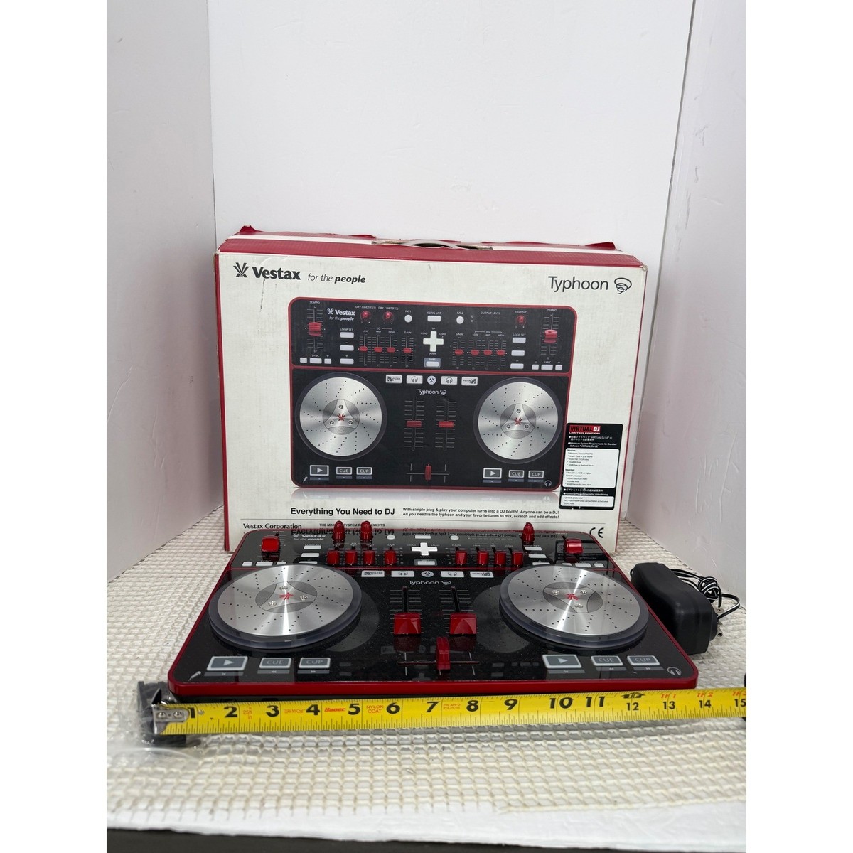 Vestax Typhoon DJ MIDI Controller Virtual DJ Black Red Silver VDJ
