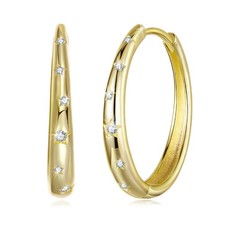 Elegant Hoop Earrings for Women Star Silver/Gold Plated Earrings Hypoallergen...