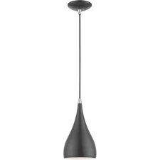 Lighting, 41171-96, Amador, Mini Pendant, Shiny Dark Gray with Polished Chrom...