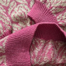 Vintage Rose Pattern Magenta Pink Knit Sweater - Rare Find