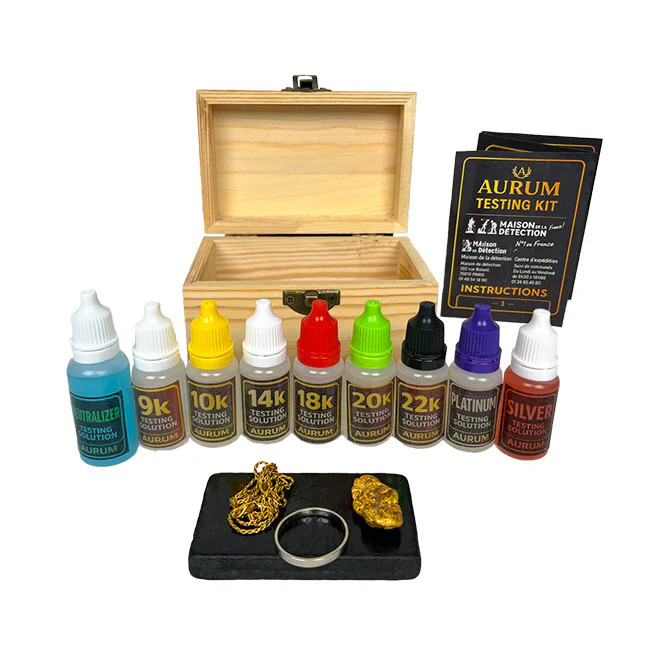 Kit testeur d'or de haute précision avec pierre de touche en jaspe