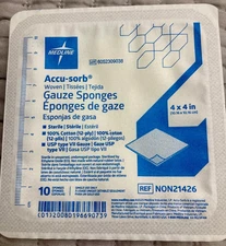 3 pk Medline NON21426 4 x 4 Inch Woven Gauze Sponges 12 Ply  Sterile
