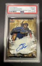 2024 Topps Finest Jackson Chourio Gold Refractor Auto /50 RC PSA 9 Mint Brewers