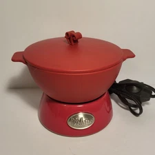 Velata Electric Fondue Warmer Model 22717 Red With Adjustable Heat Dial