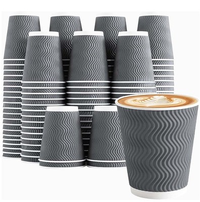 Coffee Cups 8 oz 150 Pack, Corrugated Insulated Ripple Wall Disposable Paper ...