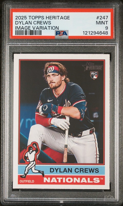 2025 TOPPS HERITAGE IMAGE VARIATION #247 DYLAN CREWS ROOKIE RC PSA 9