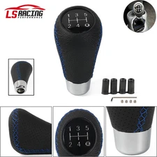 Car Gear Stick Shift Knob Shifter Lever Leather Blue Universal Manual 5 Speed