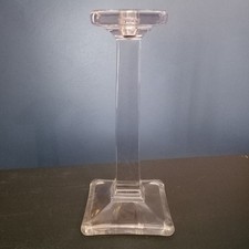 Solid Glass Candle Holder - Pedestal, 26 Cms Tall, Slight Purple Tinge