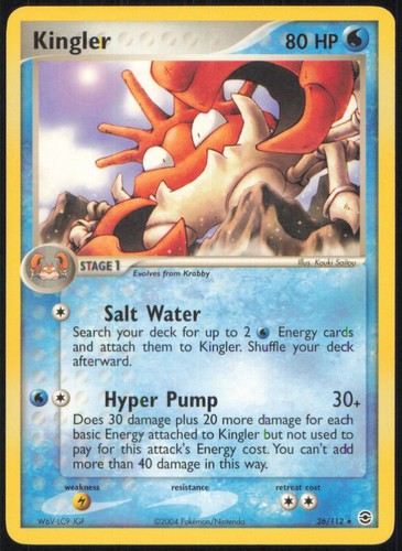 KINGLER 26/112 RARE FIRERED & LEAFGREEN POKEMON MODERATELY PLAYED
