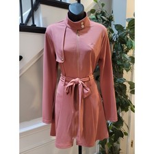 Fashion Nova Jacket Women Large Pink Belted Zip Up Long Sleeve Lightweight 