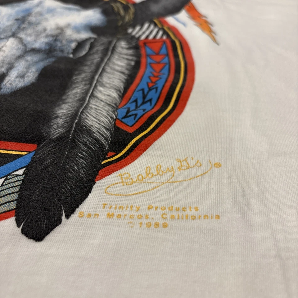 Camiseta Calavera Vaca 3D Vintage Años 80 Grande Trinity Products 100% Algodón Foto 4 de 4