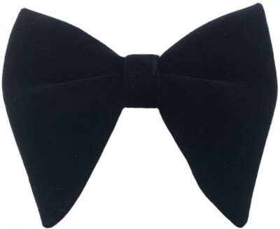 Mens Pre-Tied Oversized Bow Tie Black Velvet Bowtie Cufflinks Hankie Tuxedo Sets