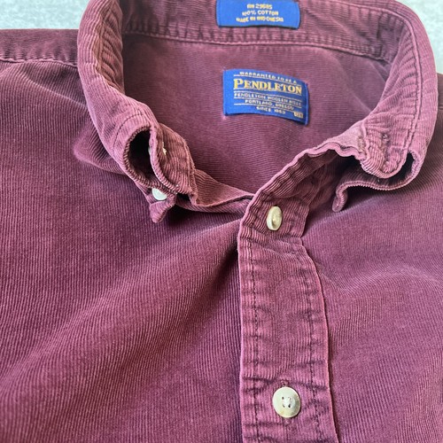 Pendleton Corduroy Button Down Shirt Mens XL Maroon Red Long Sleeve 100% Cotton - Picture 4 of 18