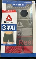 3 Reebok Men Pro Series Performance Boxer Brief Regular Length 6” Underwear 3XL
