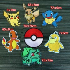 LOTS 7PCS Pokemon Pikachu Bulbasaur Charmand Iron On Embroidered Patch Applique