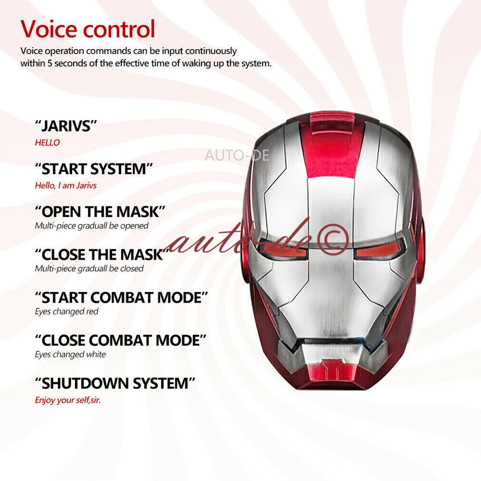 Die meisten! AUTOKING Iron Man Helm MK5 MK7 Helmet Vollautomatisch Voicecontrol - Bild 3 von 4
