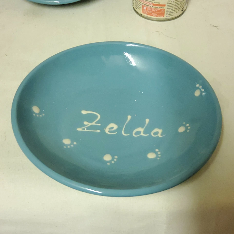 keramik-im-hof  18cm Futterteller mit Wunschname Napf Schüssel, Katze Hund - Bild 3 von 4