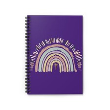 Faithful Rainbow Rule Lined Spiral Notebook in Purple