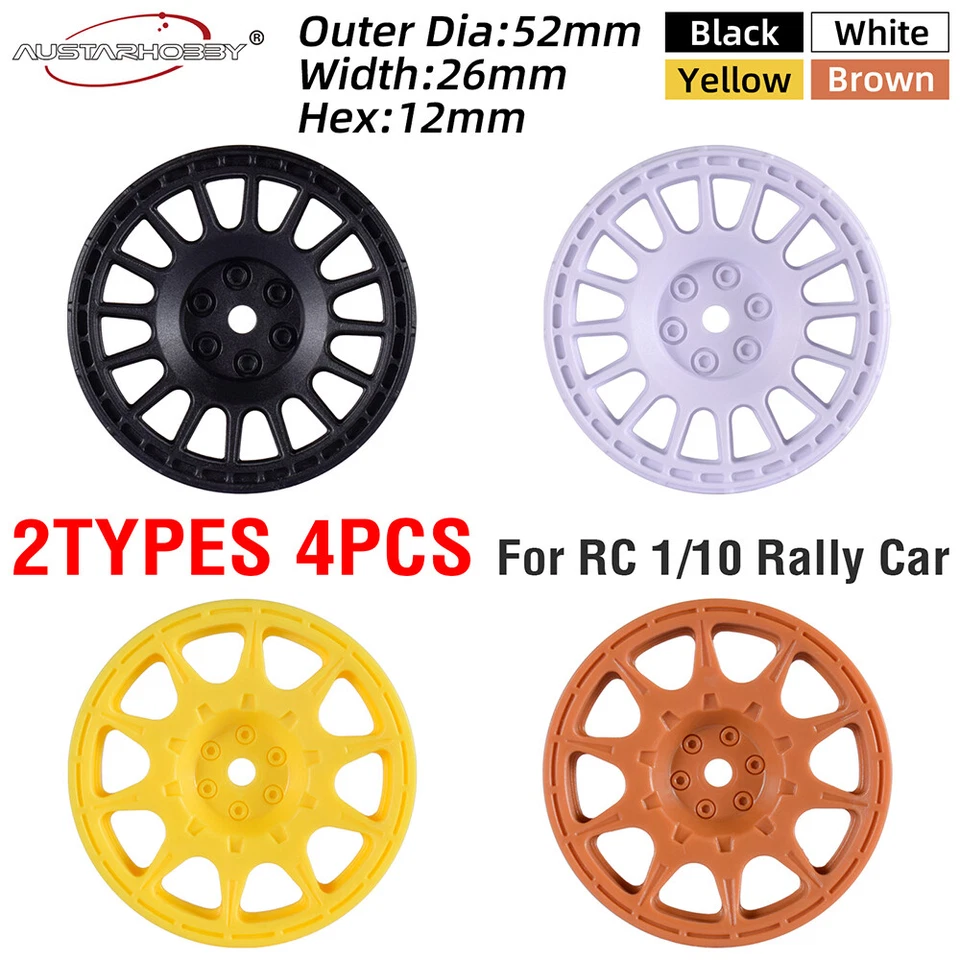4x RC Rallye Auto Reifen Felgen 12mm Hex für 1/10 Tamiya Traxxas HSP HPI Auto - Bild 4 von 4