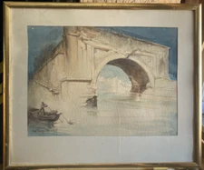 Irene Von Fuchs-Nordhoff *1883-1962 Brücke ItalieB Fluß Gondolieri Rahmen