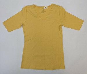 J Jill Women S Yellow Size X Small Cotton V Neck Sleeve Tee Top Nwot Ebay