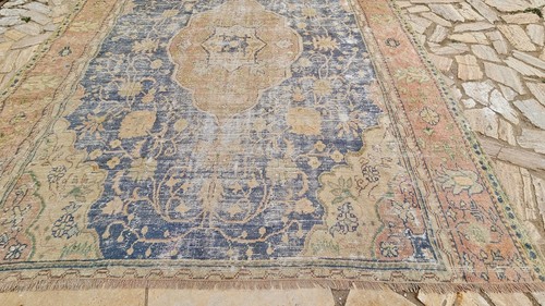 ANTİQUE TURKİSH OUSHAK WOOL RUG 9X9 VİNTAGE OVERSİZE OUSHAK ORİENTAL RUG - Picture 14 of 15