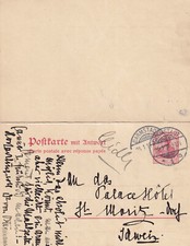 DR P 82 - Doppelkarte von Darmstadt 1911 in die Schweiz bedarfsgelaufen