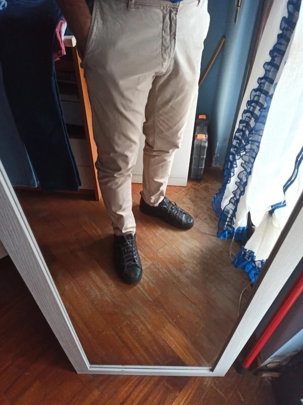 Zara - set 2 pantaloni in cotone beige e blu tg. 48 (L) - Imagen 2 de 4