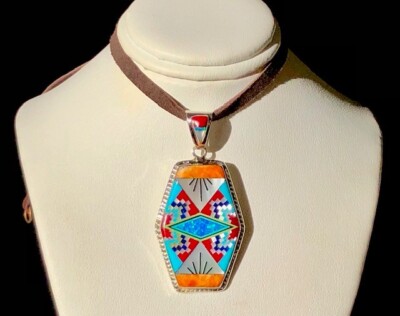Lange Kongo Trommel Edelstein Anhänger Opal Türkis RAR, groß Sterling Silber 925