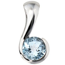 Kettenanhänger Anhänger Edelstein  Blautopas hellblau 333 Weißgold 8 Karat neu