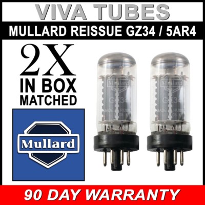 Brand New Matched Pair (2) Mullard Reissue GZ34 / 5AR4 Vacuum Tubes
