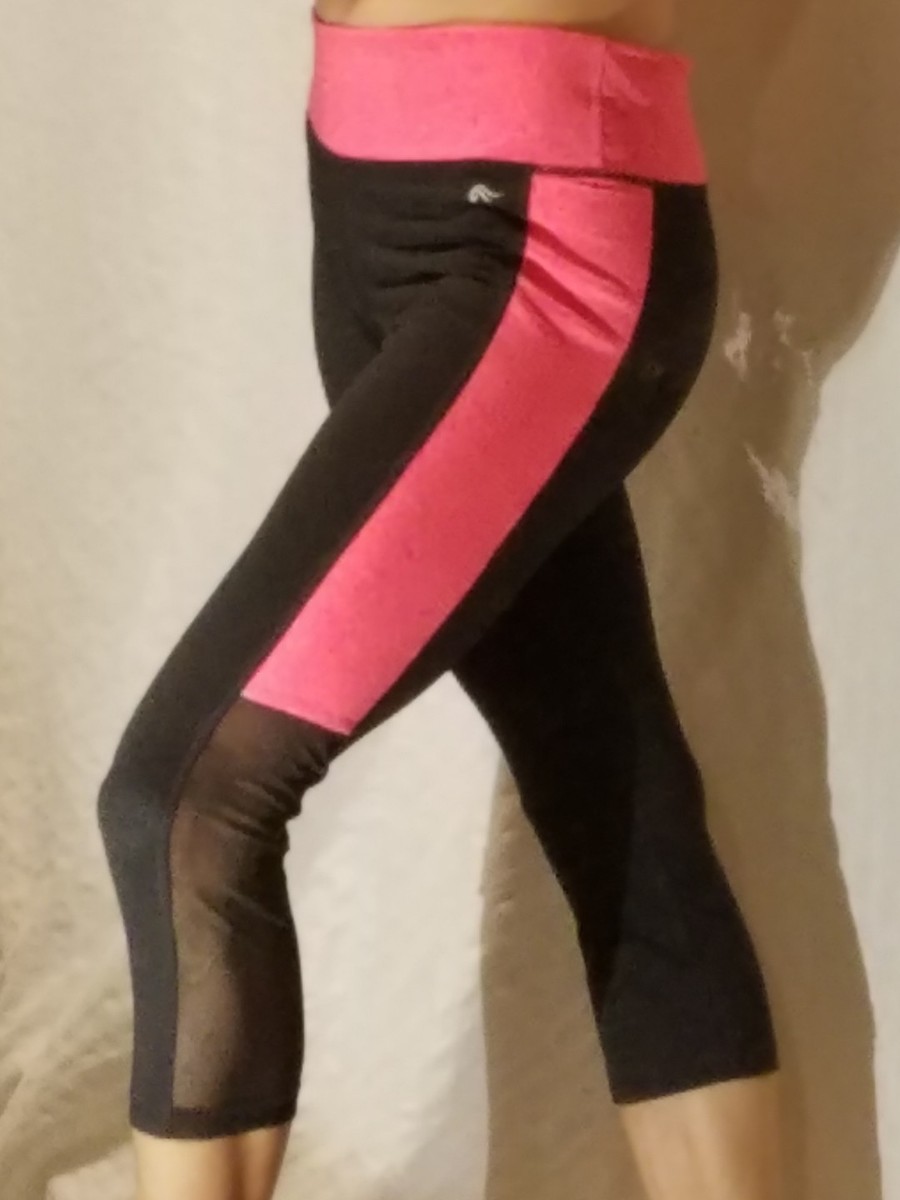 Legging De Yoga Ideology – Femme Taille S – Capri – Noir Et Rose – Neuf Avec étiquette