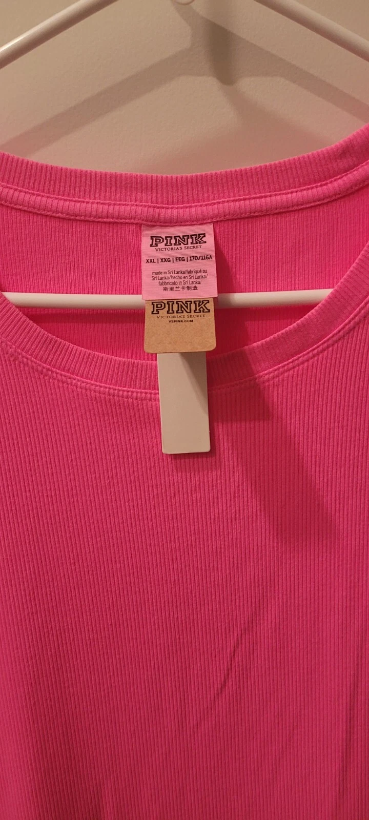 UNDERCOVER Mini abito ROSA Victoria's Secret puro ROSA solido XX LARGE a costola manica corta VS