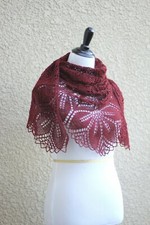 Knit shawl, lace shawl in burgundy red color, lace wrap, gift for her