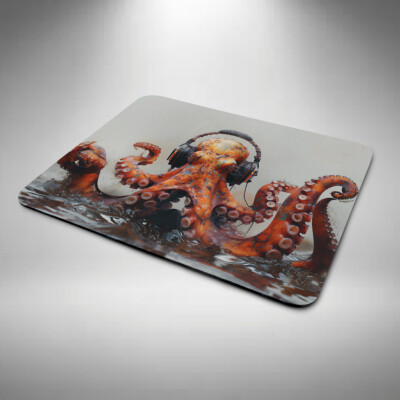 Oktopus Maus Matte/Pad lustig Geburtstag Weihnachten Büro Geschenk DJ Kopfhörer groß