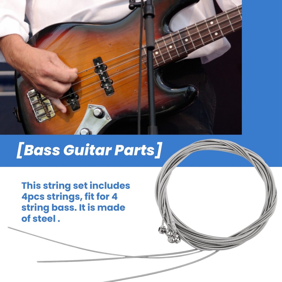 4 Pcs Stainless Steel Bass Strings Bass Guitar Parts Accessories
