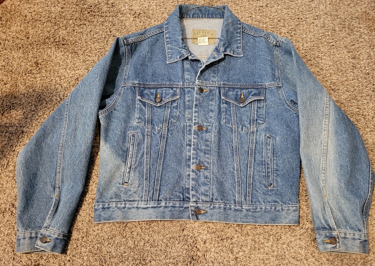 ジャケット・アウター 90s OLD GAP light ounce denim anorak JKT Men's Vintage 90s GAP USA Dark Blue Flannel Lined Trucker