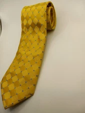 Mens Silk Nautica Necktie Gold And Blue Diamond Pattern
