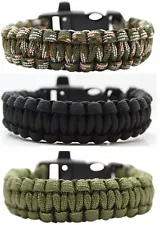 2pcs / Two Pack 550lbs Paracord Survival Emergency Bracelets & Whistle