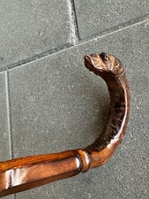 Antique beautiful HandCarved Wood Dog Head Umbrella Parasol