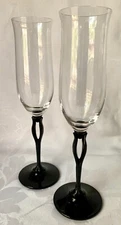 2 MIKASA TUSCAN BLACK FLUTES, EXCELLENT CONDITION