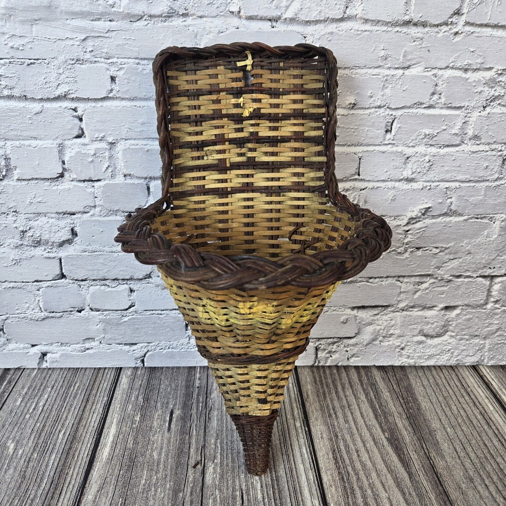 Cornucopia Rattan Basket Wall Hanging Wicker Pocket Fall Farmhouse Decor