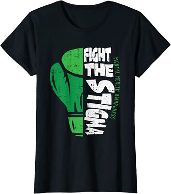 Fight The Stigma Green Ribbon Mental Health Awareness Ladies' Crewneck T-Shirt