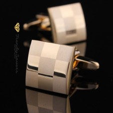 Pair Luxury Men's Gold plated Formal/Wedding Groom's Square Cuff-links  #3