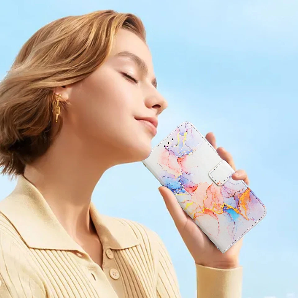 Marble Leather Wallet Phone Case For Infinix Moto Tecno Google TCL ZTE Ulefone - Image 4 of 4