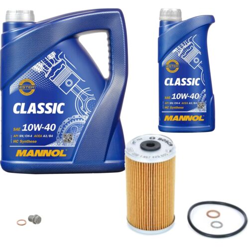 Paquete de inspección BOSCH 6L MANNOL Classic 10W-40 para Mercedes 190 E 2.0 T1 - Imagen 1 de 10