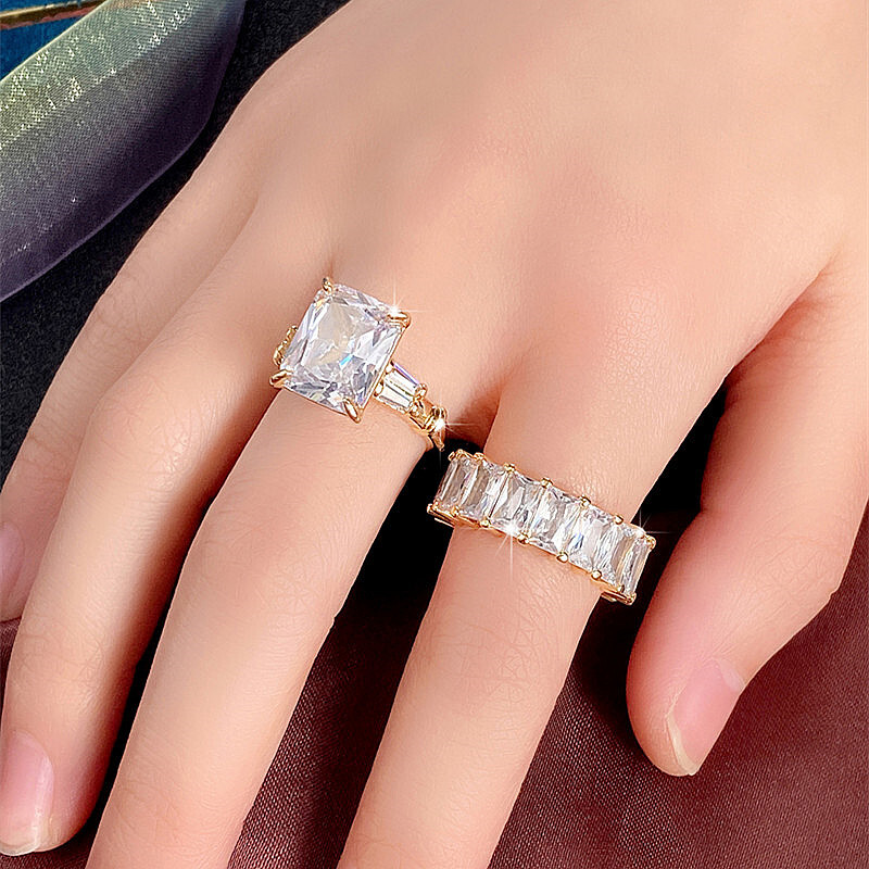 2pcs/set 925 Silver Filled,Gold Plated Rings Women Cubic Zircon Jewelry ...