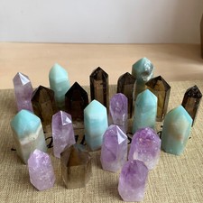 A LOT Natural smoky quartz amethyst obelisk crystal WAND point healing 500g