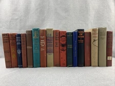 Lot of 17 Antique Decorative Fiction Books Instant Library Wedding Decor - MCM